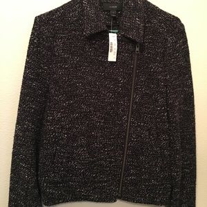 Tweed Navy Blue Moto Blazer